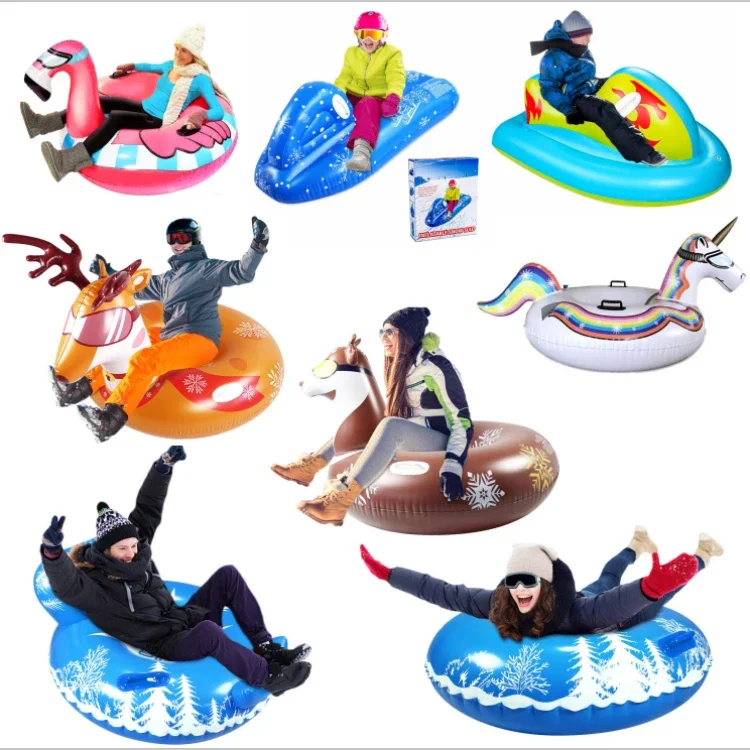 Winter PVC Wholesale Inflatable Plastic Winter Products Sled Toys Towable Sledding Equipment Sledge Snow Tube Sled