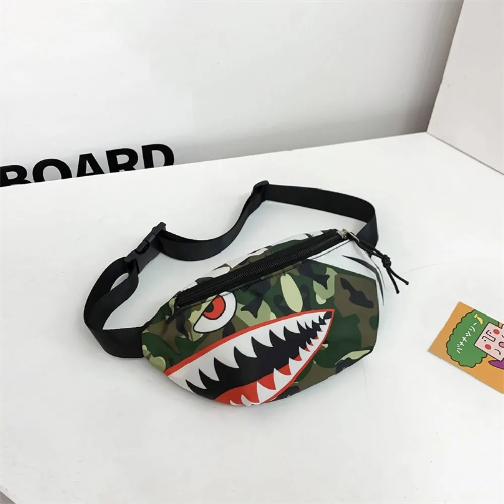 

Fashion Nylon Shark Pattern Chest Bag Zipper Printing Crossbody Chest Bag Cartoon Shark Waist Bag