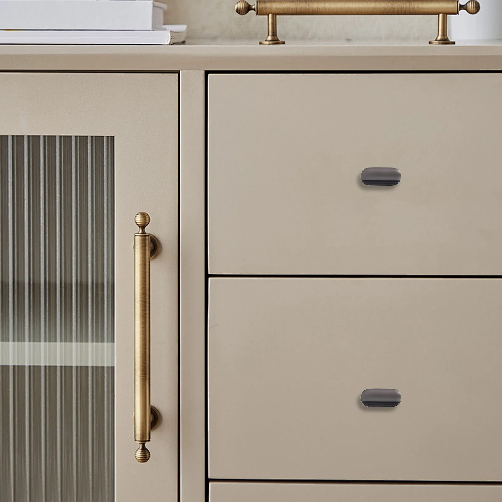 2Pcs Decorative Cabinet Pulls Zinc Alloy Drawer Handles Contemporary Minimalist Design for Kitchen Cabinets Dresser Wardrobe