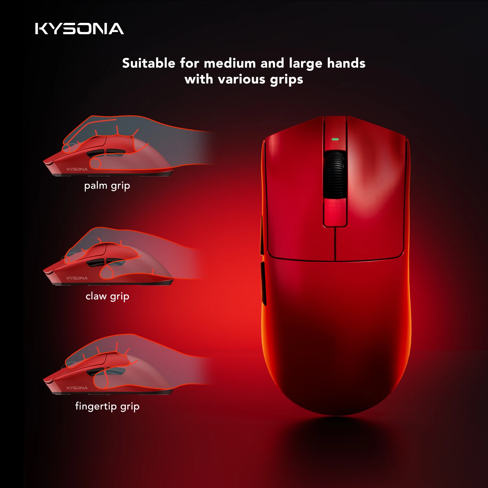 KYSONA Jupiter Series Gaming Mouse  Wired Wireless Mice 8Khz PAW3950 Sensor  Bluetooth 46g Rechargeable Web Driver For PC laptop