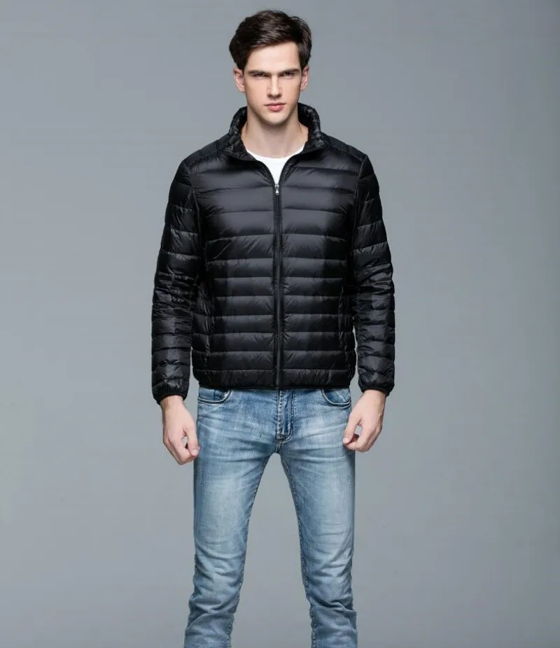 Chaqueta de plumón de pato para hombre, abrigo ultradelgado, con cuello levantado, para primavera y otoño, S-3XL, novedad de 2023