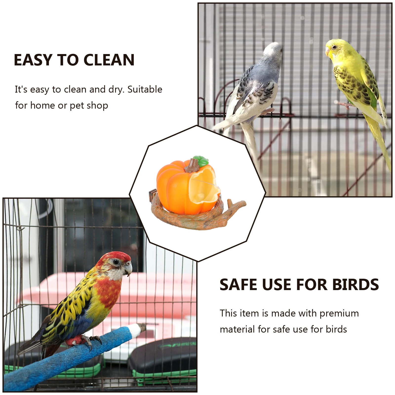 

Bird Feeding Box Pumpkin Shape Plastic Parrot Feeder Durable Cage Food Cup Quick Texture Fruit Style Decorative For