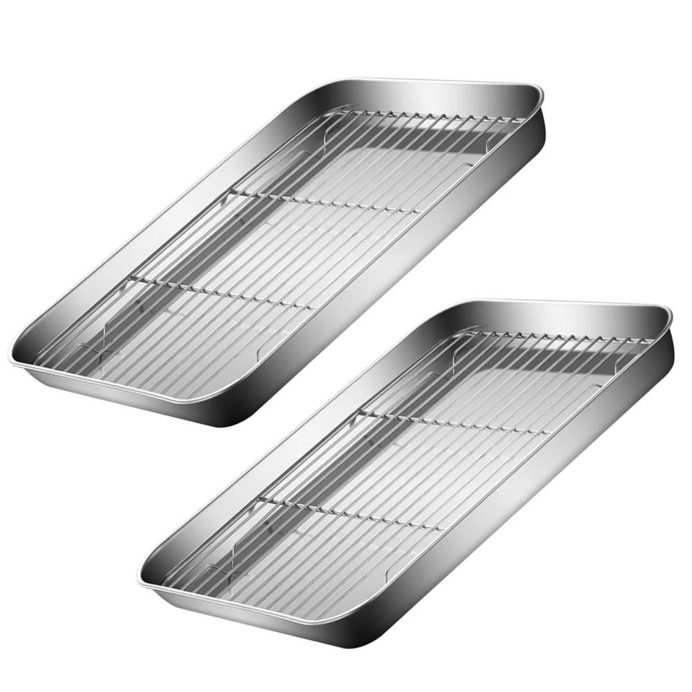 

Stainless Steel Baking Pan Drain Cooling Rack Multifunctional Vegetable Oil Filter Steamer Non Slip Stacked Storage Kitchen