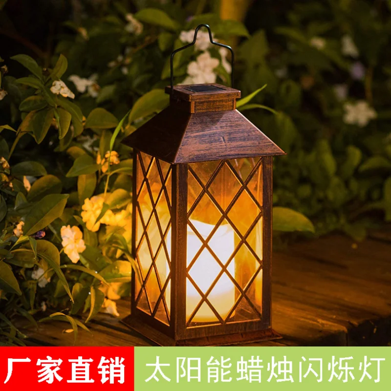 

European Solar Candle Wind Lamp Solar Lamps Hanging Outdoor Garden Lawn Landscape Christmas Retro Decoration Decor Outdoor Light