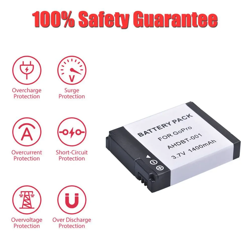 1400mAh Battery Bateria Batteries for GoPro HD Hero 1 2 Hero1 Hero2 Motorsports Surf Outdoor 960 AHDBT-001 AHDBT-002