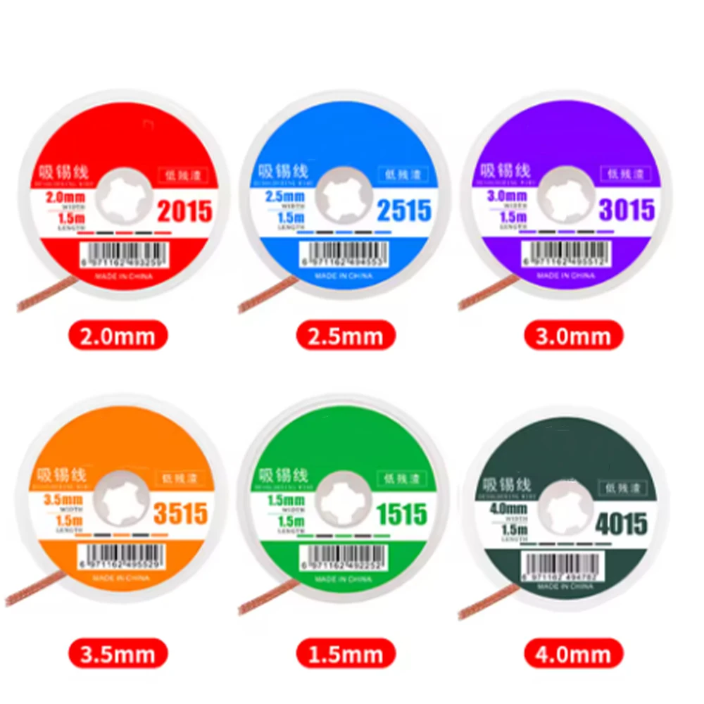 

Desoldering Braid Wick Width 1.0-4mm Length 0.7- 3 Meter Soldering Desoldering Mesh Belt Tin Removal Strip Welding Repair Tools