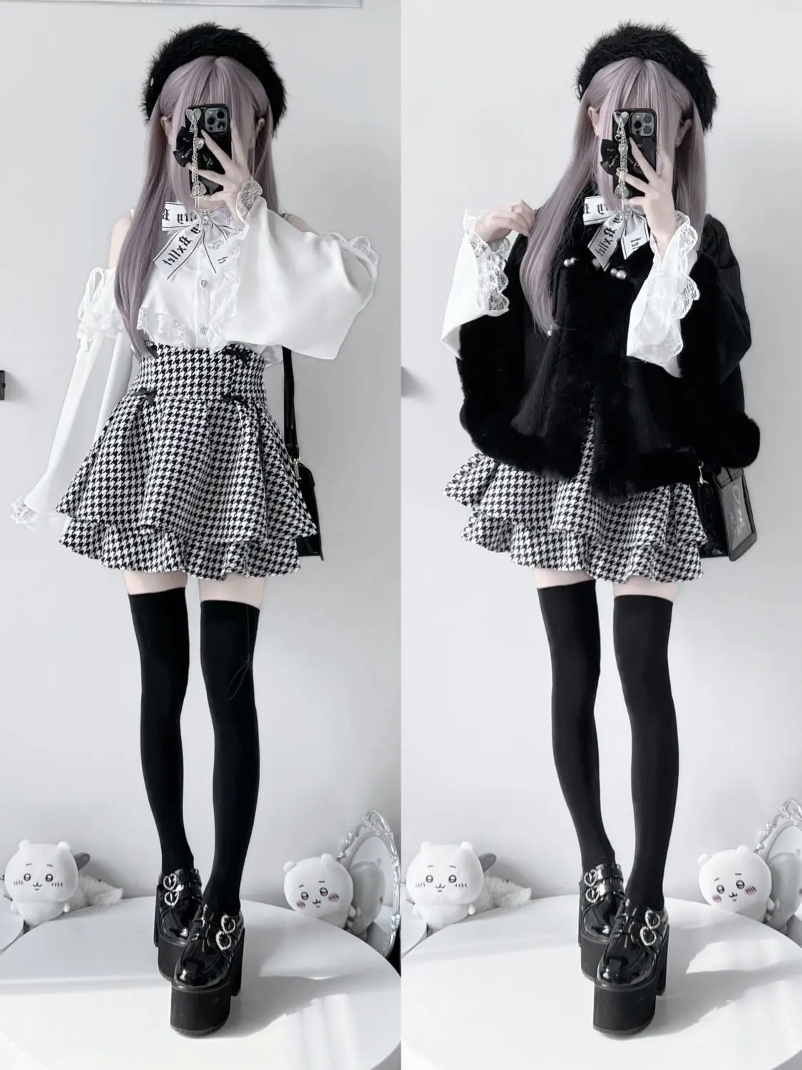 

Japanese Preppy Style Lolita Sweet 2 Piece Sets Women Gothic Bow Off Shoulder Shirt Tops Mini Cake Skirt Korean Female Y2k Suits
