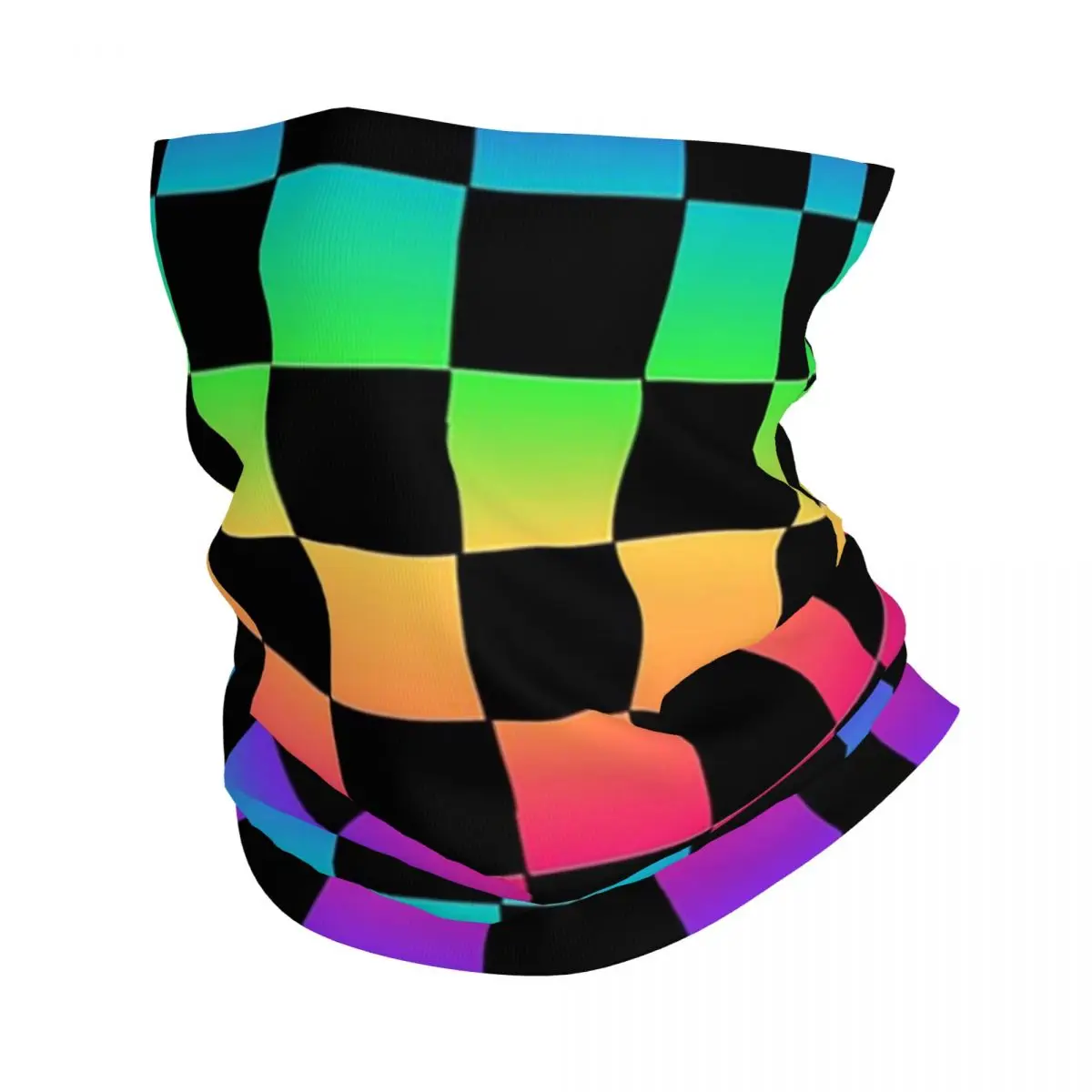 Checkered Rainbow Bandana Neck Cover Printed Mask Scarf Multi-use Headband Riding For Men Women Adult Winter