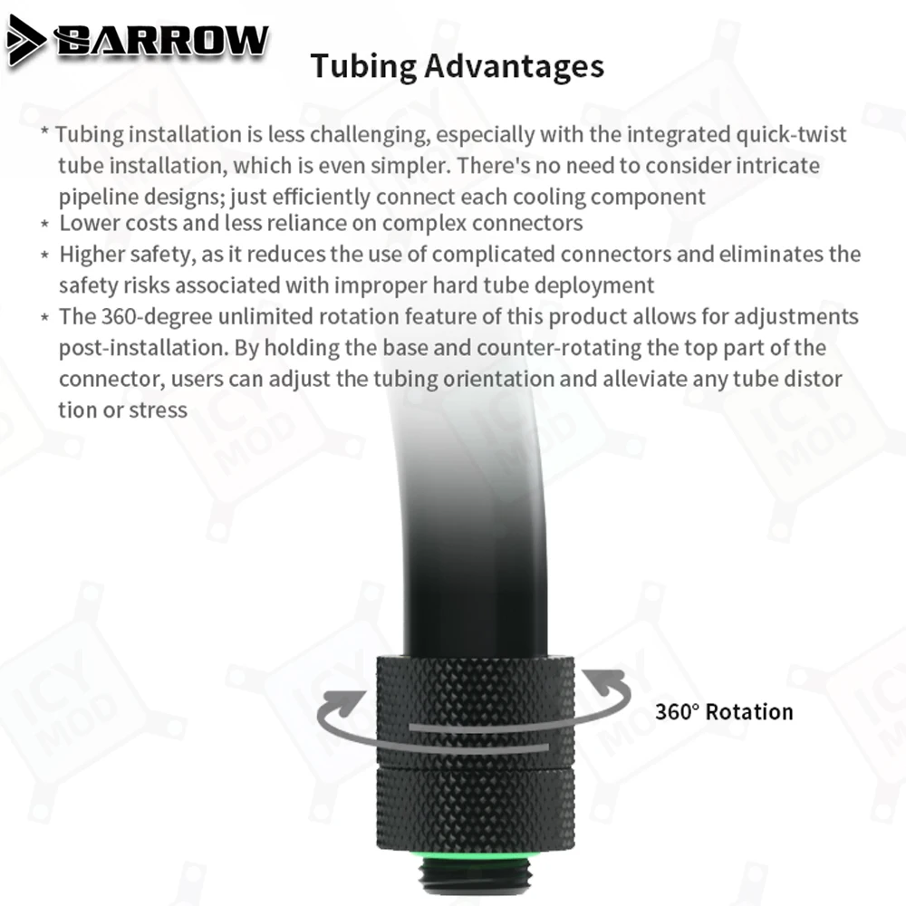 Barrow AIO EPDM Soft Tube G1/4 Fittings 200/300/400/500mm Corrosion-Resistant Pipe PC Water Cooling MOD TXKN-3/8 H01T