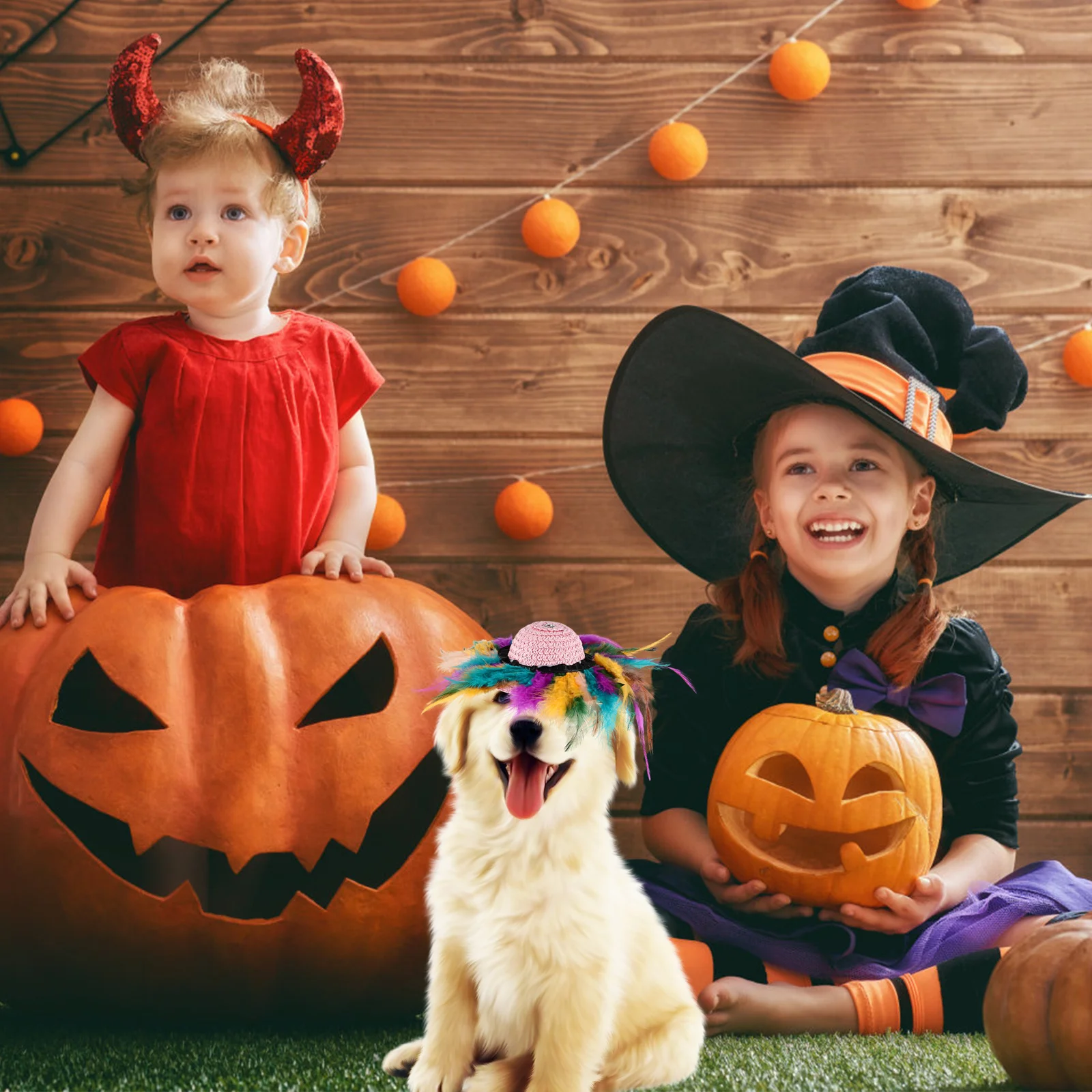 

Pet Hat Halloween Costume Accessory Wear-Resistant Dog Cat Straw Hat Stylish Lovely Photo Outing Meal Party Decor