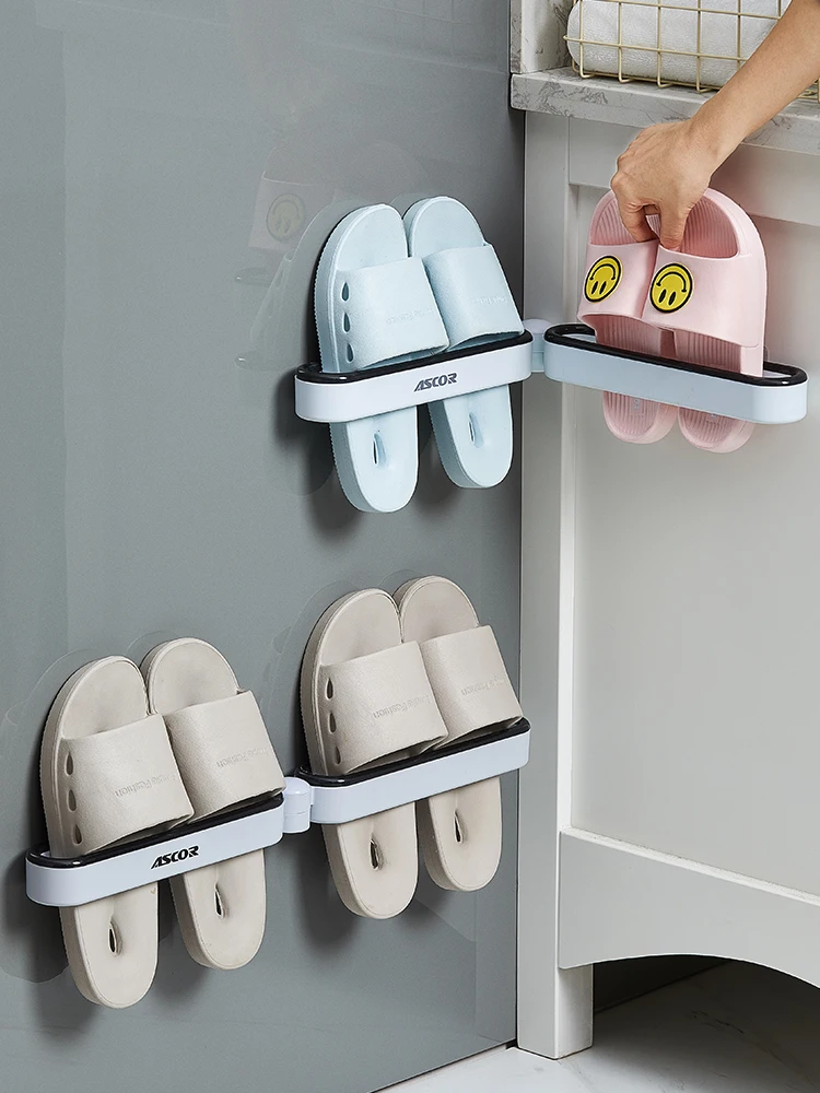 Bathroom slipper rack punch-free toilet wall wall-mounted shoes wall-mounted toilet storage artifact storage shoe rack