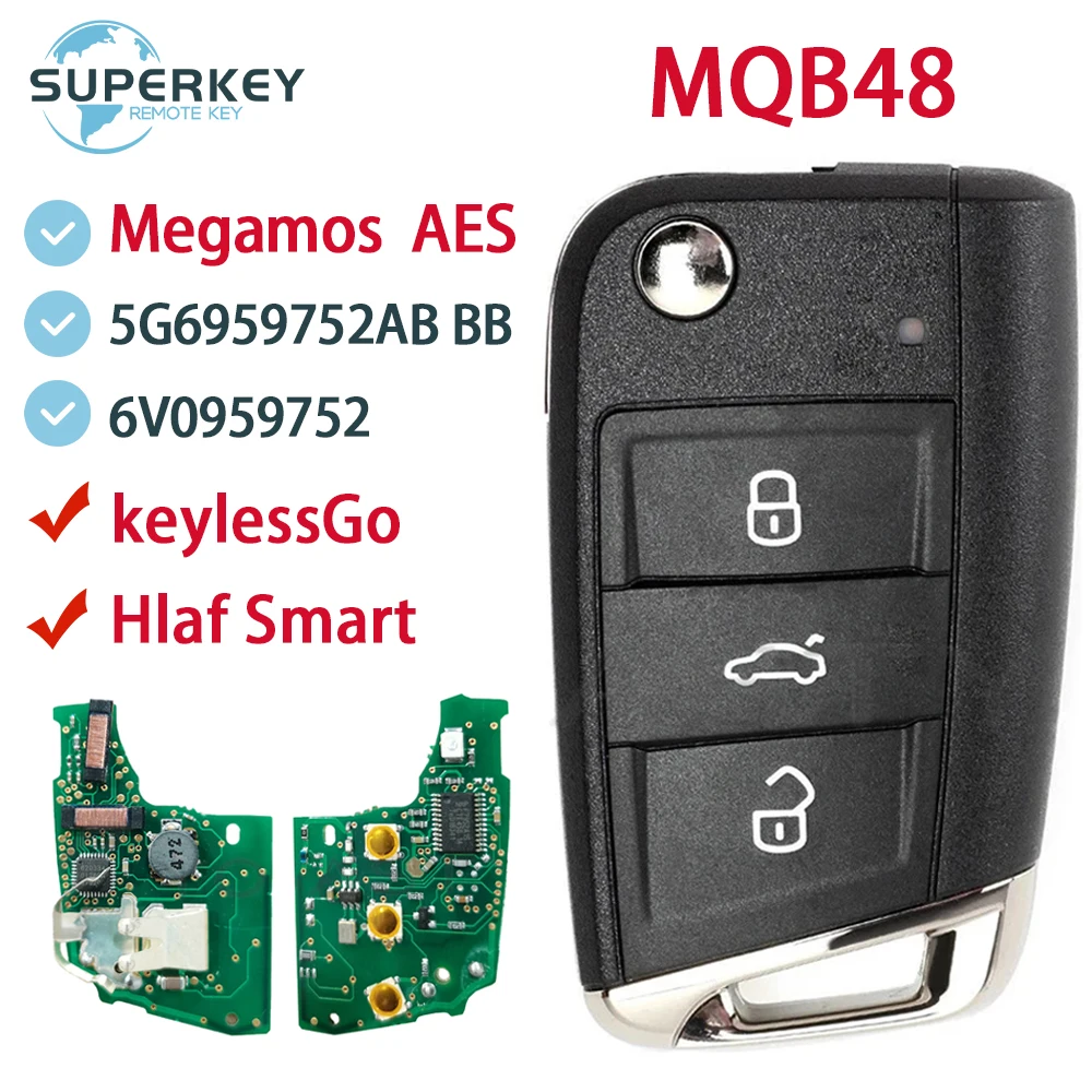 MQB48 For VW Seat Leon Ateca Golf7 MK7 Touran Polo Tiguan Skoda Octavia Remote Car Key 434MHz 6V0959752 5G6959752AB BB