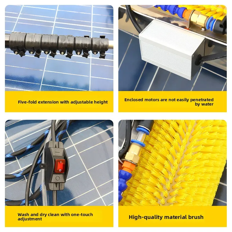 Handheld Electric Cleaning Roller Brush – Dry & Wet Solar Panel Cleaner for Photovoltaic Panels, Portable