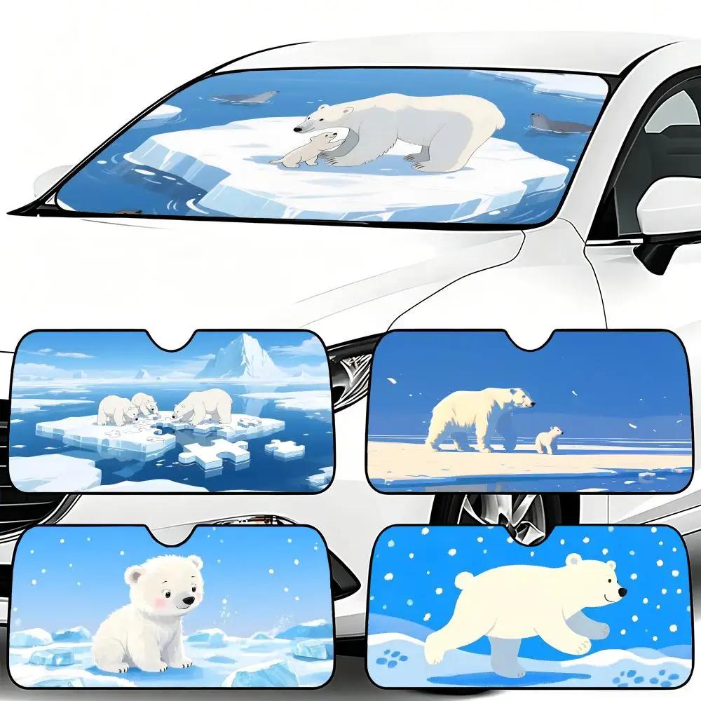 

P-Polar Bear-S Sun Visor Car Windshield Sunshade Foldable Automotive Protection Sun Block Cover