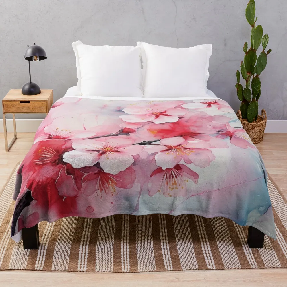 

Sakura Reverie: Abstract Watercolor Art for Floral Enthusiasts Throw Blanket Fluffy Shaggy Large Blankets