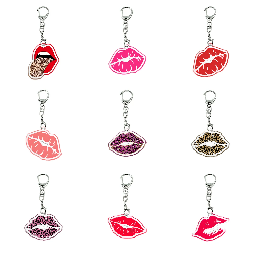 New Women Men Acrylic Lip Keychain Transparent Acrylic Trinket For Friends Pendants