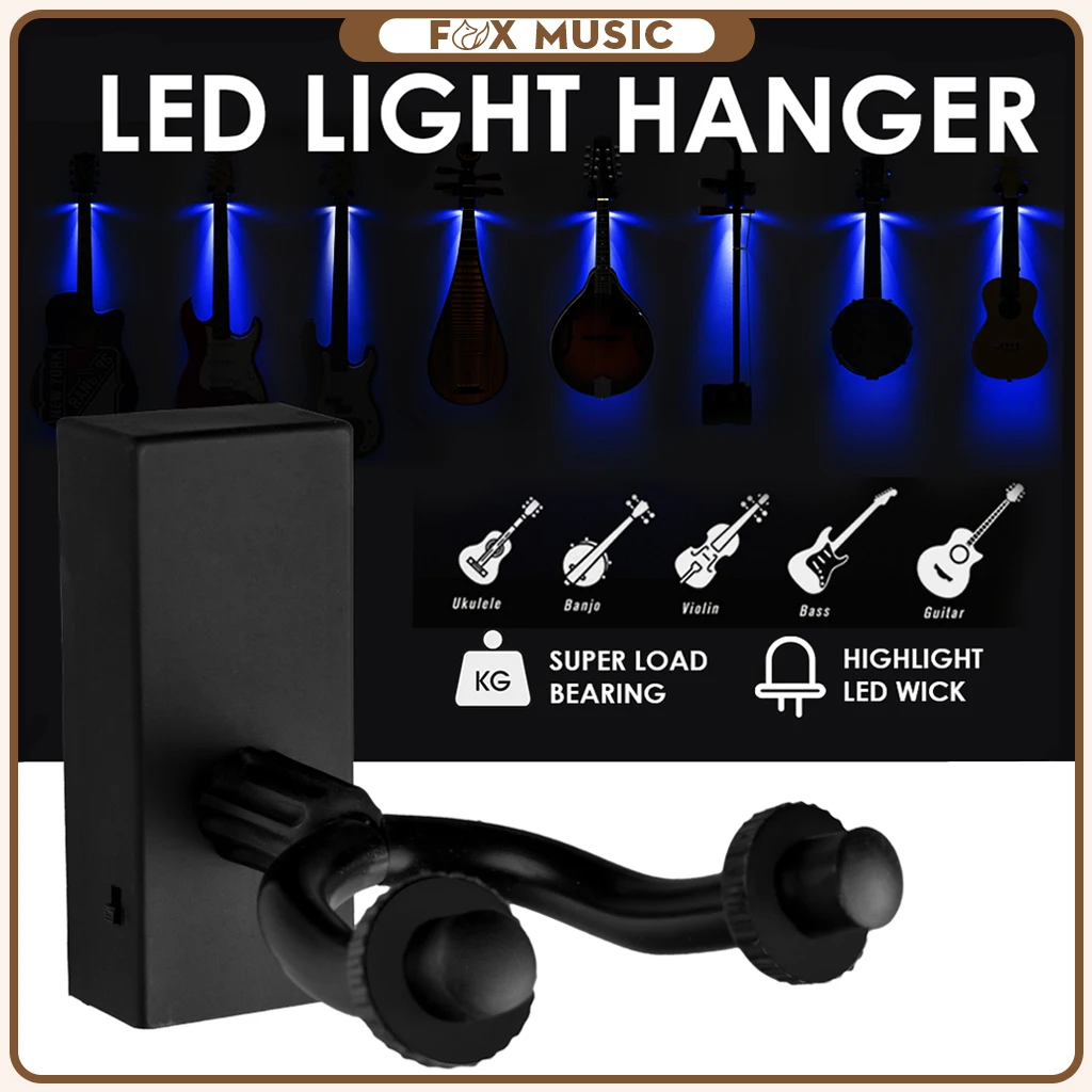 

Guitar Hanger LED Light Multiple Guitar Wall Mount W/ Glass Fiber Reinforced Nylon 66 Base Detachable Rubber Hook For Guitars