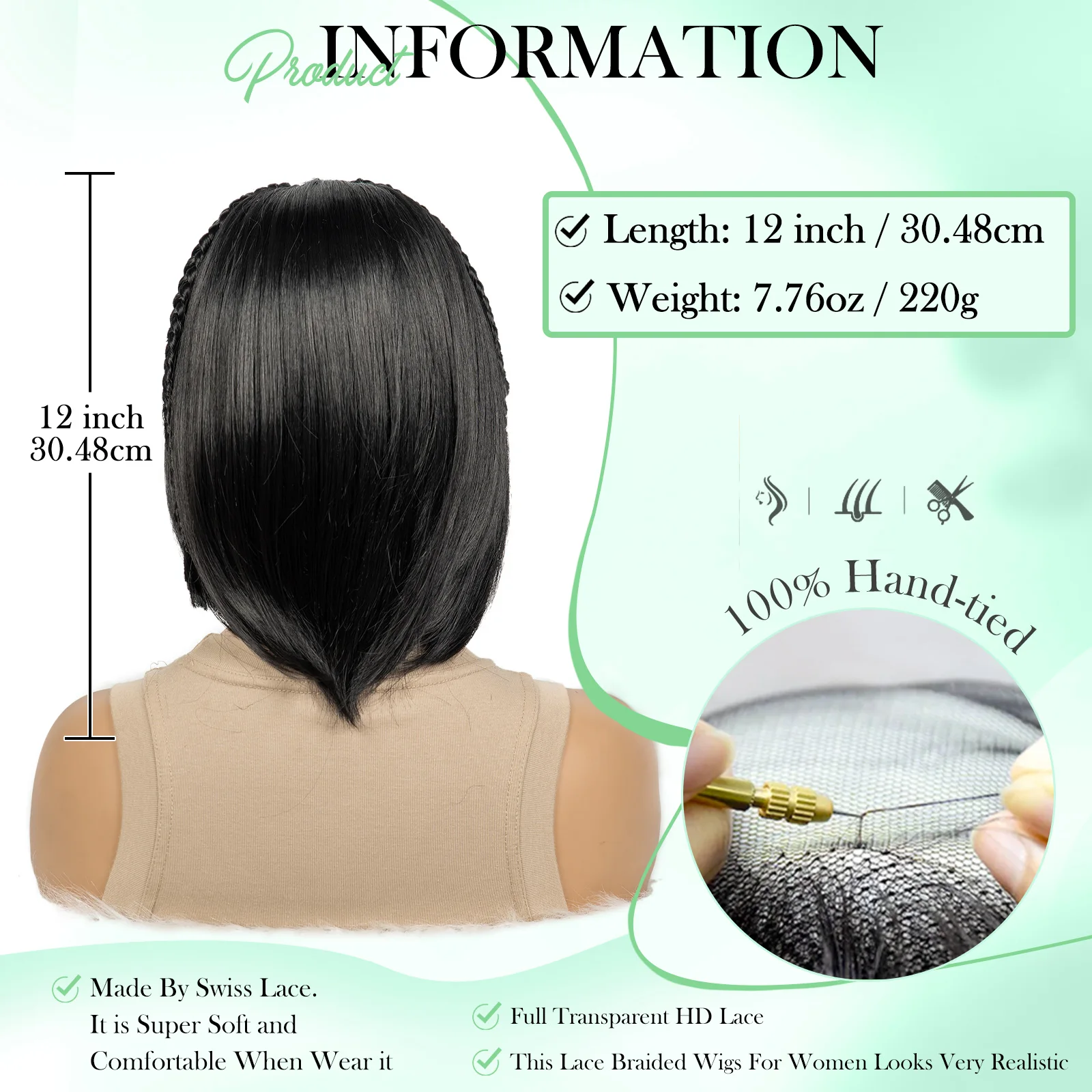 الاصطناعية كورنو شعر مستعار مضفر مستقيم 13x4 الدانتيل الباروكة الأمامية مع تصميم تقسيم شعر الطفل مع مضفر للنساء السود