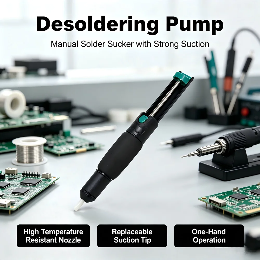 Portable Manual Desoldering Sucker Pen, Vacuum Desoldering Pump for Cleaning Solder Joints  DIY Soldering Rework Accessory Kit