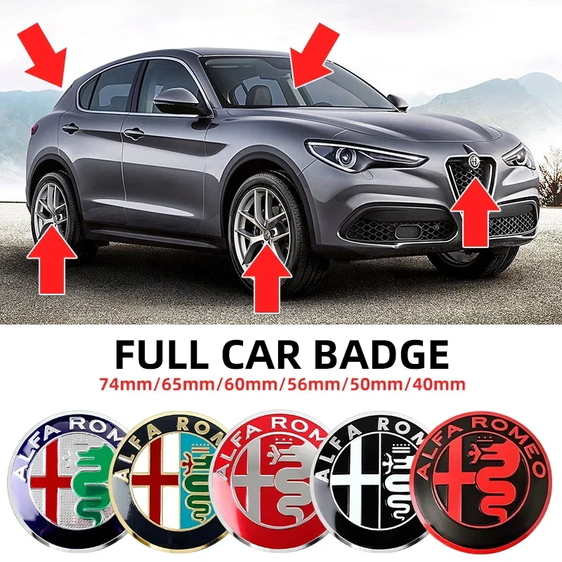 Car Hood Front Rear Trunk Steering Wheel hub sticker Emblem Badge For Alfa Romeo 159 147 Giulietta Stelvio 4C 166 156 Giulia GT