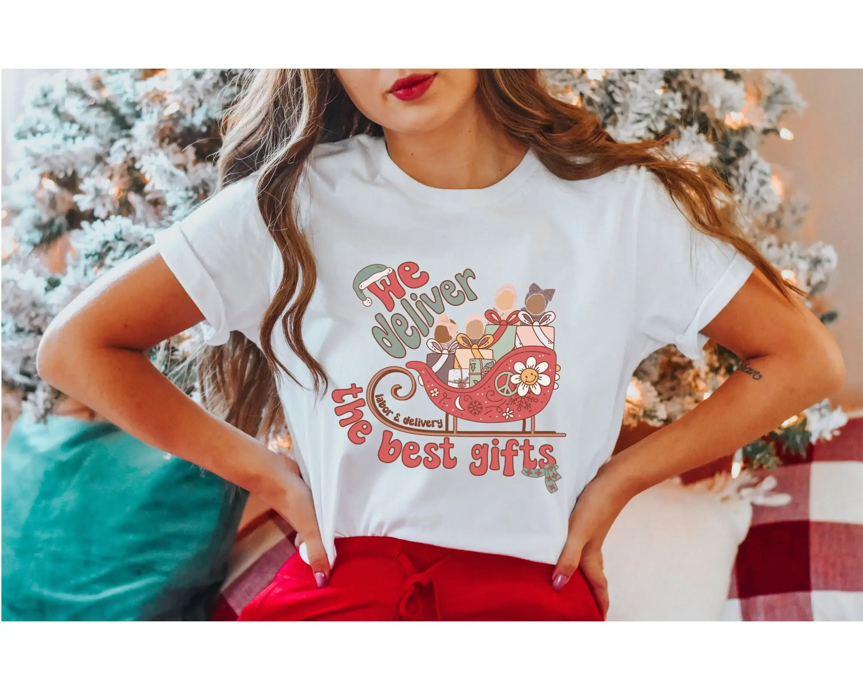 Labor And Delivery Christmas T Shirt We Deliver The Best S Retro Mother Baby Nurse Postpartum L D Rn
