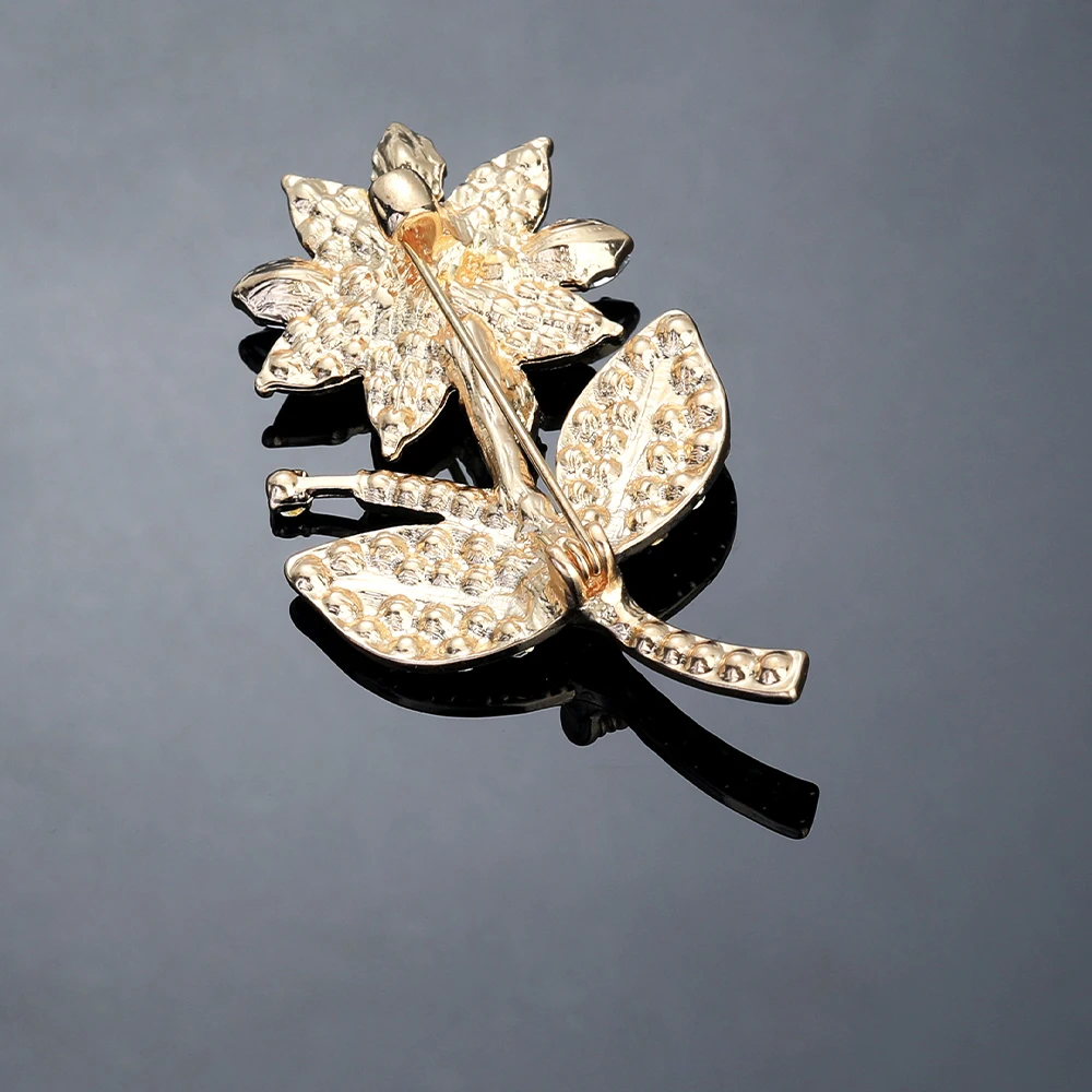 المرأة الفاخرة كامل ملون كريستال زهرة التلبيب دبابيس الفتيات المبهر حجر الراين الصدار دبابيس الحفلات الذهبية