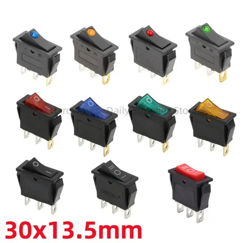 라이트 전원 스위치 포함 KCD3 로커 스위치, ON-OFF-ON 2 포지션, 3 핀 전기 장비, 16A, 250V, 20A, 125V AC, 1 개