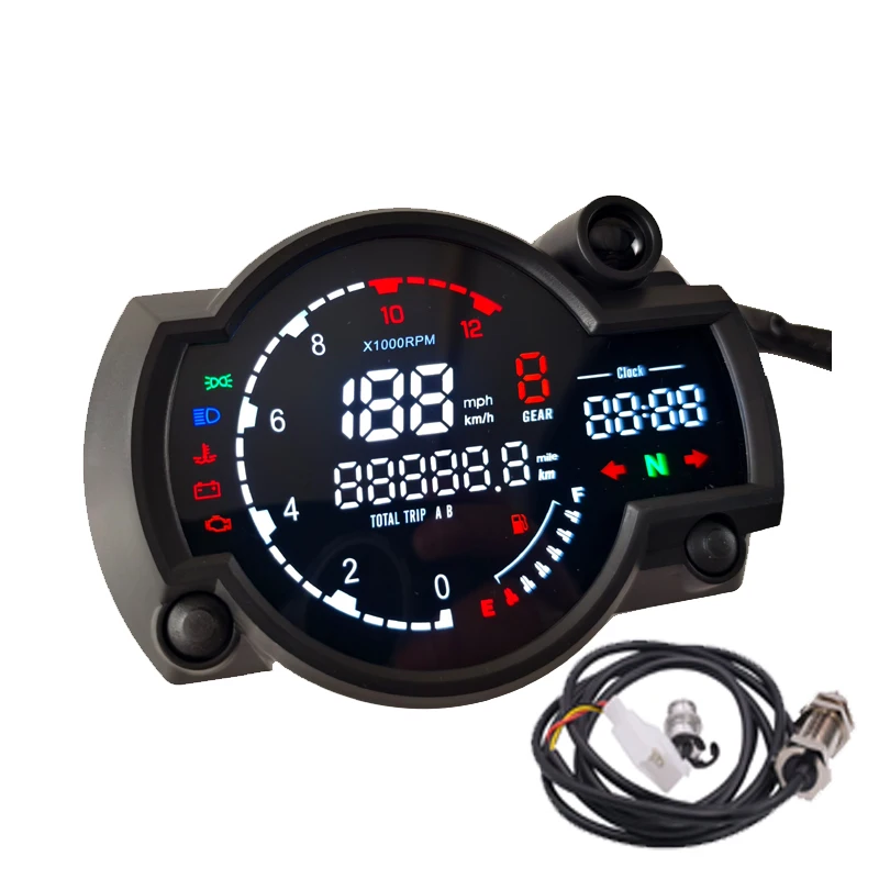 

Intelligent Library 2024 Universal LED Digital Motorcycle Odometer Speedometer Meter For 50cc-200CC Moto Accessories