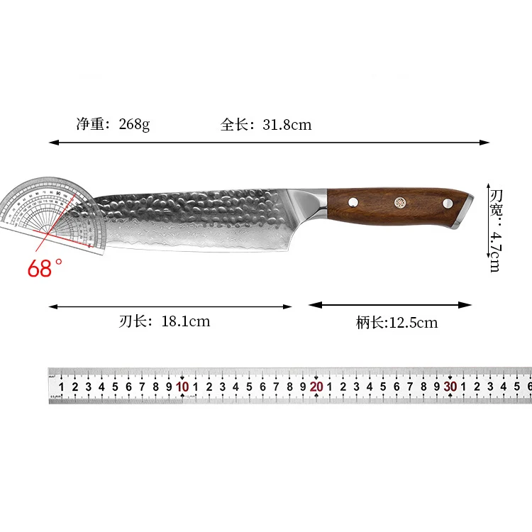 7 Inch Santoku Knife Handmade Damascus Steel 10Cr15Mov Blade Wood Handle Chef Slicing Vegetables Cleaver Meat Kitchen Knives