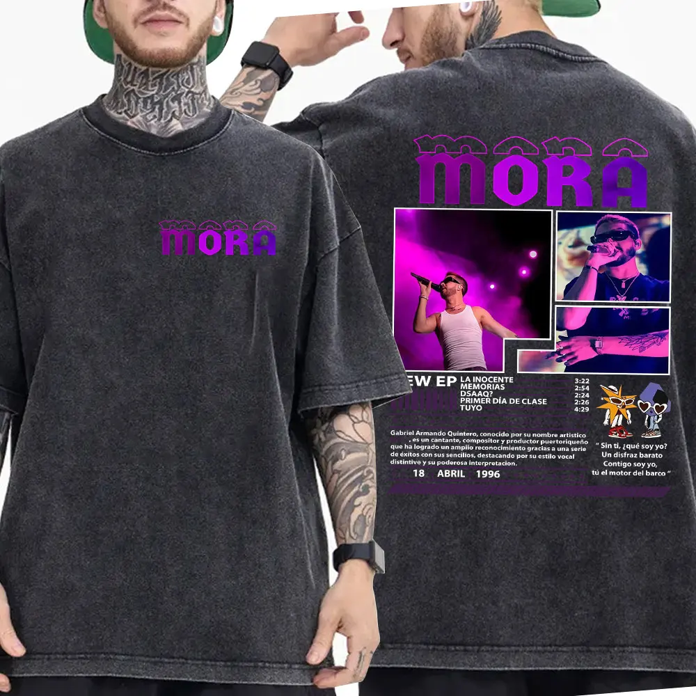 

Vintage Washed Mora Estrella Ablum Tour T-Shirt Fan Gifts Men's Fashion Hip Hop Oversized T-shirts Casual Short Sleeves T Shirt