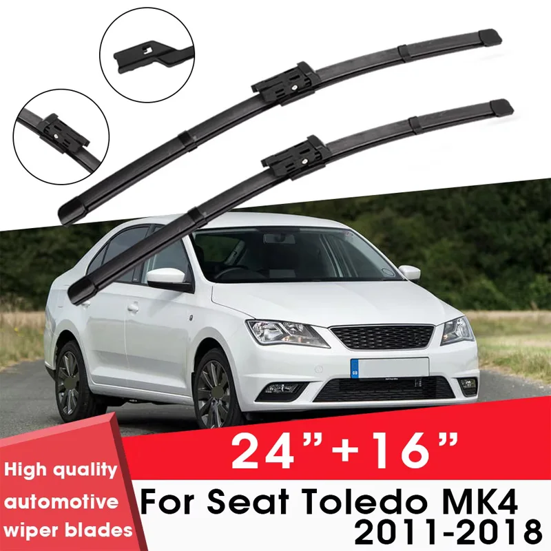

Car Wiper Blade Blades For Seat Toledo MK4 2011-2018 24"+16" Windshield Windscreen Clean Rubber Silicon Cars Wipers Accessories