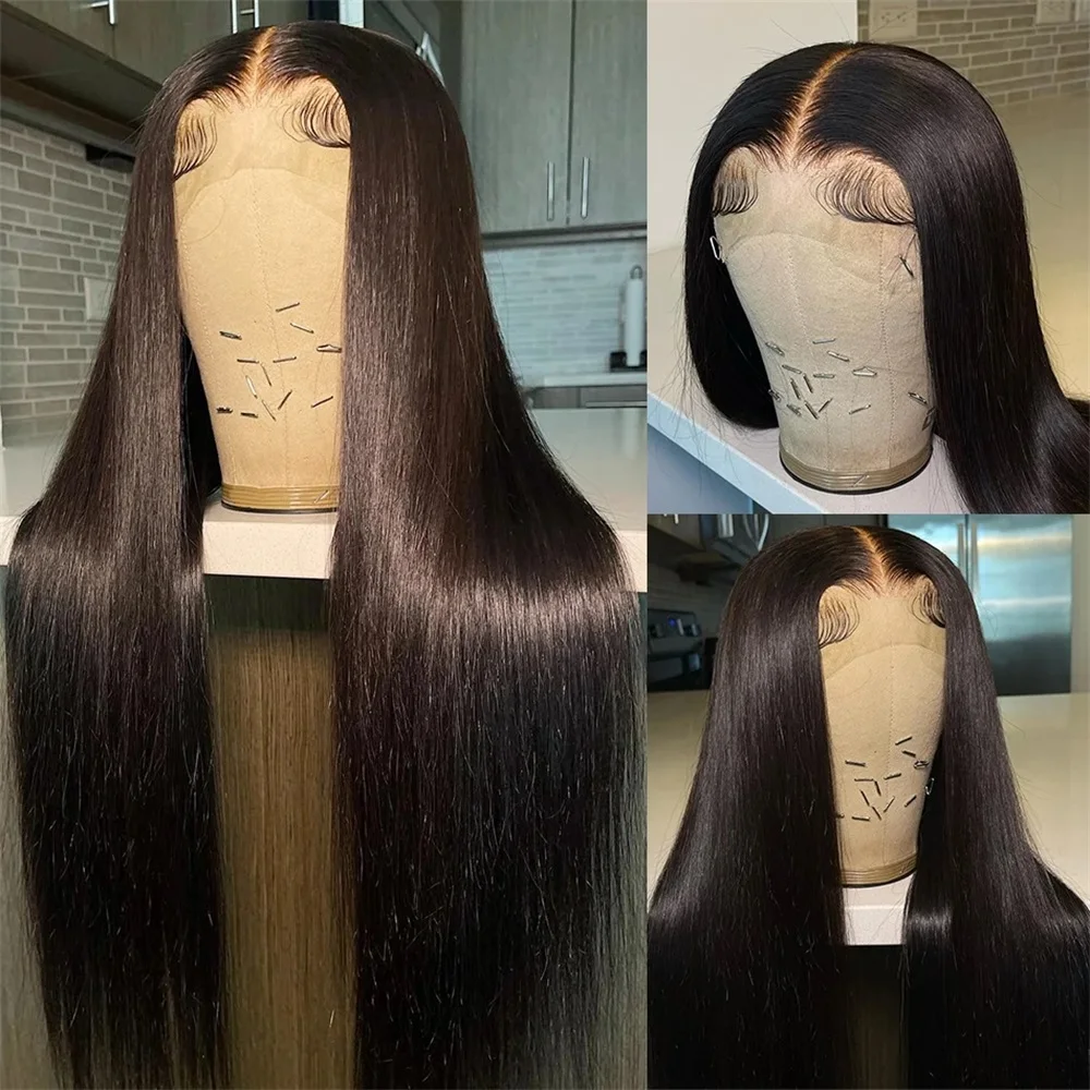 30 32Inch 13x4 13x6 Transparent Lace Front Human Hair Wigs Bone Straight Brazilian Human Hair Wigs Pre Plucked For Black Women