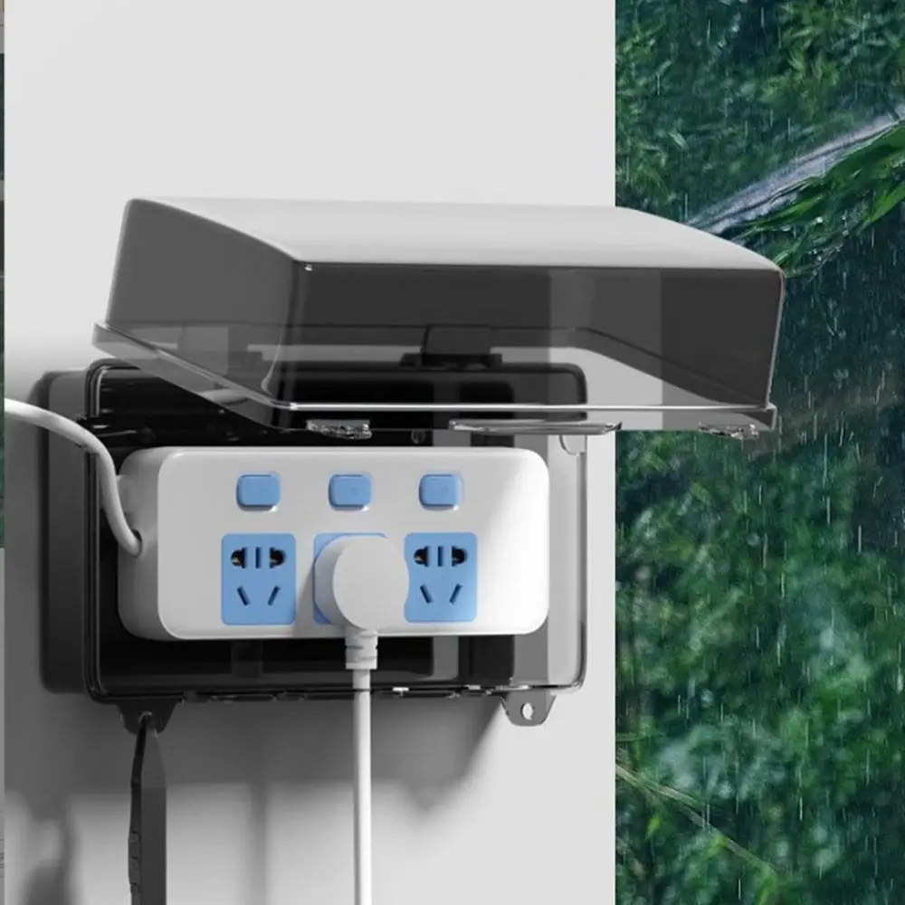 Portable Plastic Plug Box Anti-theft Weatherproof Cable Management Box Waterproof Protect Outlet Power Strip Storage Box Outdoor