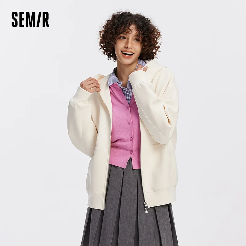 

Женская однотонная свободная куртка Semir с капюшоном, повседневная осенняя женская одежда 2025 года, топы для женщин, верхняя одежда
