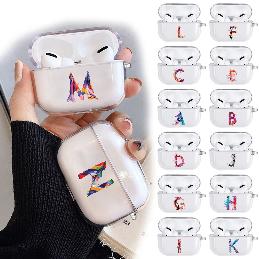 

For Apple AirPods Pro Silicone Cover Shell Lightweight Anti-fall Earphone Case Painting 26 Letters Pattern Headset Accessories