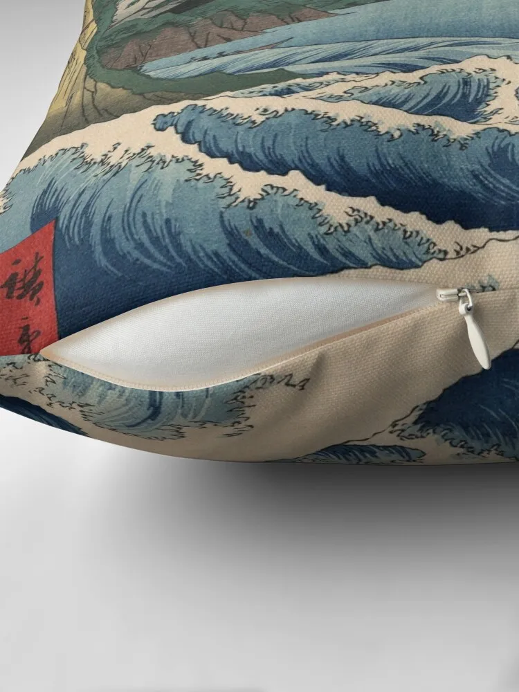 Ando Hiroshige - Sea At Satta In Suruga Province Throw Pillow Couch Cushions Cusions Cover