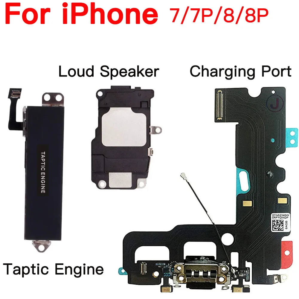 Taptic Engine Charing Port Flex Cable And Loud Speaker For iPhone 7 7P 8 Plus Vibrator Motor Repair Replacement