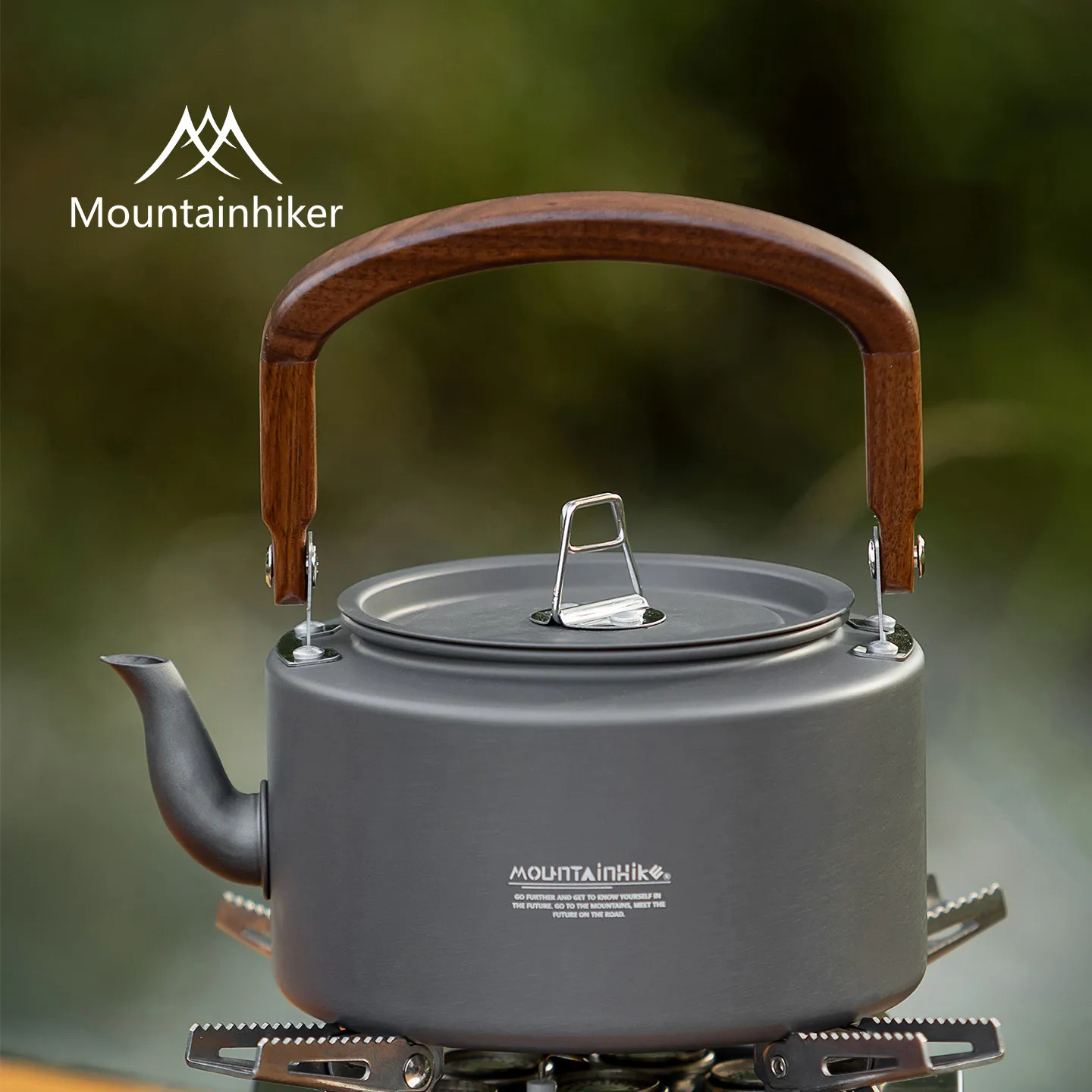 Outdoor Camping Tea Kettle Mountainhiker 1.4L Aluminum Alloy Lightweight Wood Handle Efficient Heating Portable Travel Tea Pot