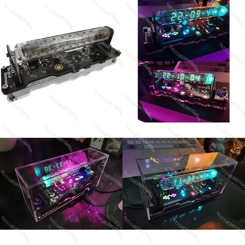 Compatible With IV18 VFD Vacuum Fluorescent Tube Clock Cyberpunk RGB LED Nixie Style Table Display 5V Touch Control