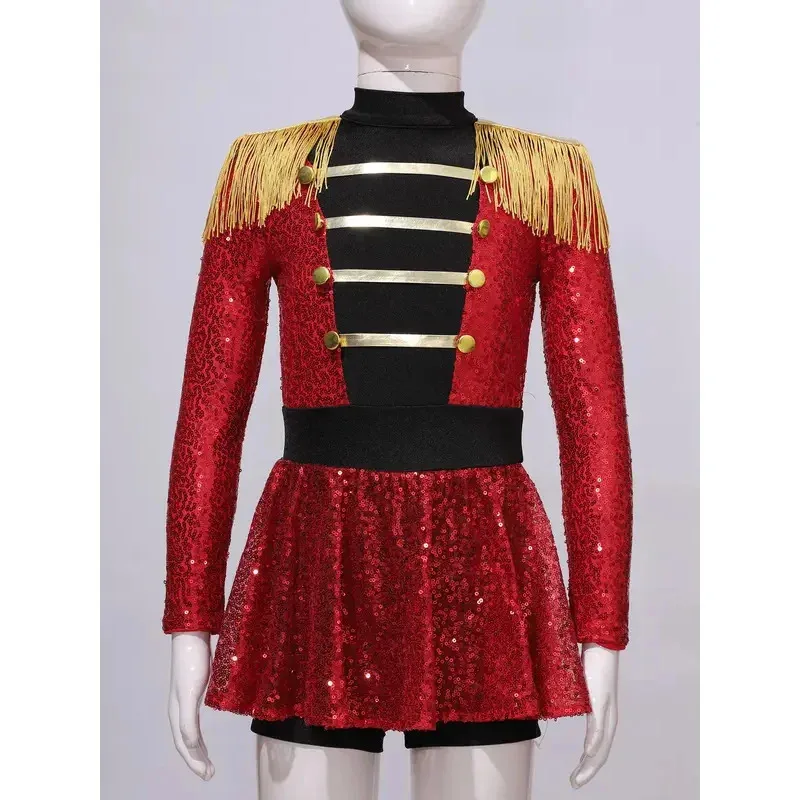 어린이 여자아이 마술사 할로윈 카니발 코스튬 테마 파티 코스프레 긴팔 반짝이 스팽글 레오타드 튜튜 드레스