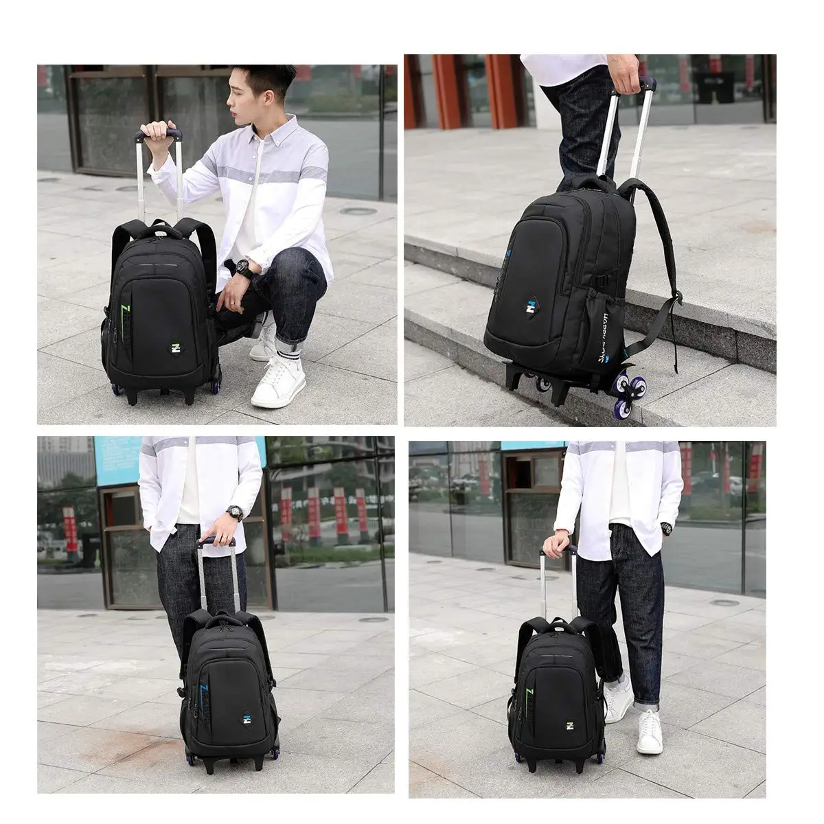 Elementary Trolley Backpack Senior High School Rolling Carry-on Luggage Book Bag with Wheels Bagpack for Teens Bolsa Masculina