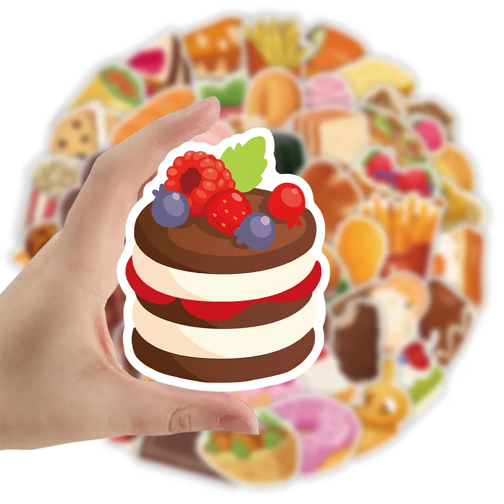 50PCS Cartoon Dessert Kuchen Kreative Lebensmittel Wasserdicht Aufkleber Dekoration Notebook Mobile Gitarre Koffer Graffiti Kind Spielzeug