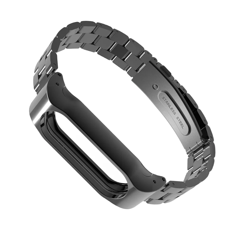 

Stainless Steel Wristband High Quality Black Protective Shell Replacement Strap for 2 Adjustable Size Smart