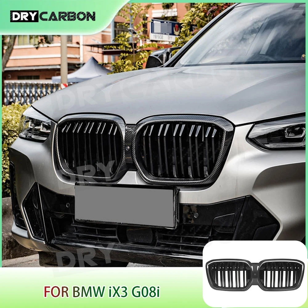 

Carbon Fiber Racing Grills For BMW iX3 G08i 2022 ABS Glossy Black Front Kidney Grille Car Styling Body Kits Accessories