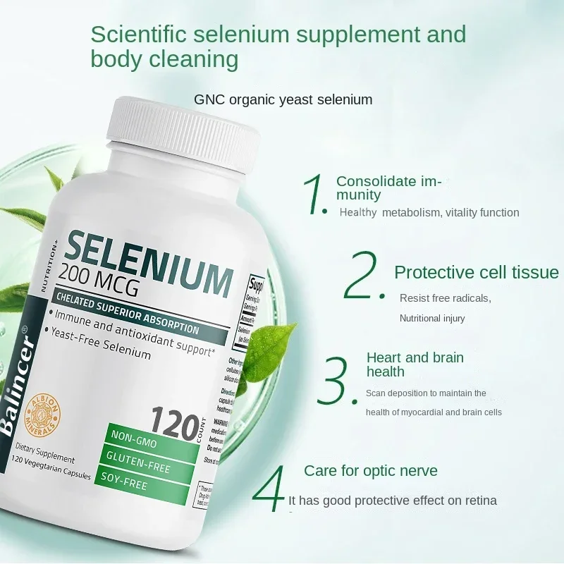 Balincer Organic Selenium Vitamins - Highly Absorbable Vitamin D for Heart, Bone & Immune Health - Non-GMO, 120 Capsules