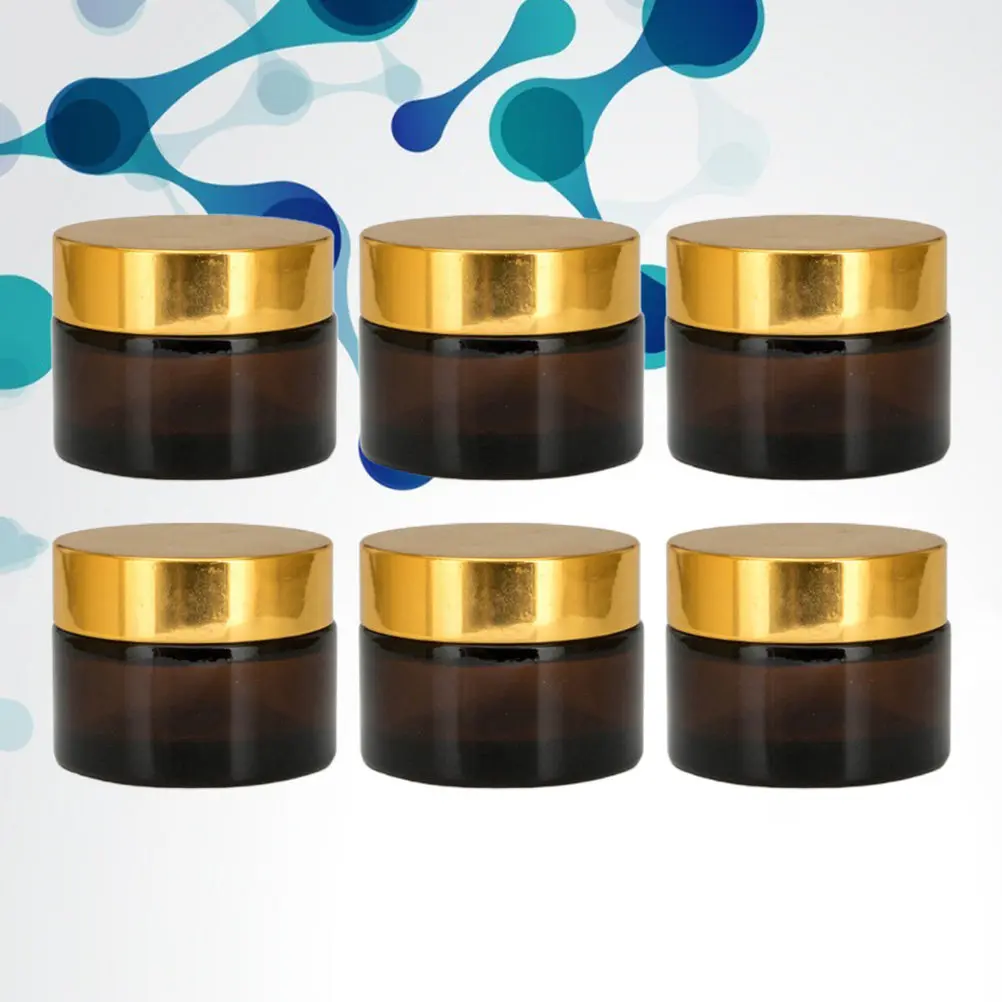 6Pcs Empty Glass Makeup Bottles Cosmetics Container for Cream Powder Portable Travel Storage Subpackaging Holder Leak Proof