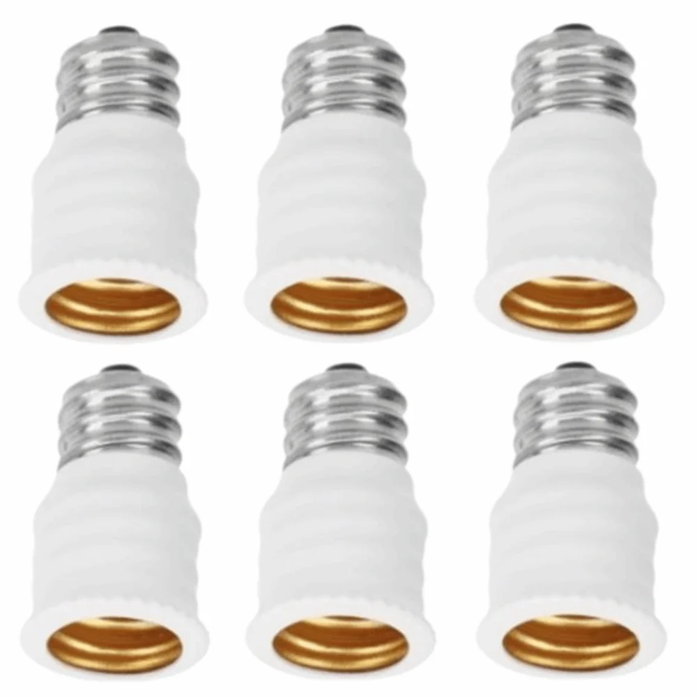 6 Pcs Durable Copper E12 To E14 Adapter Screw in Black/White Light Bulb Adapter Bulb Converter Living Rooms