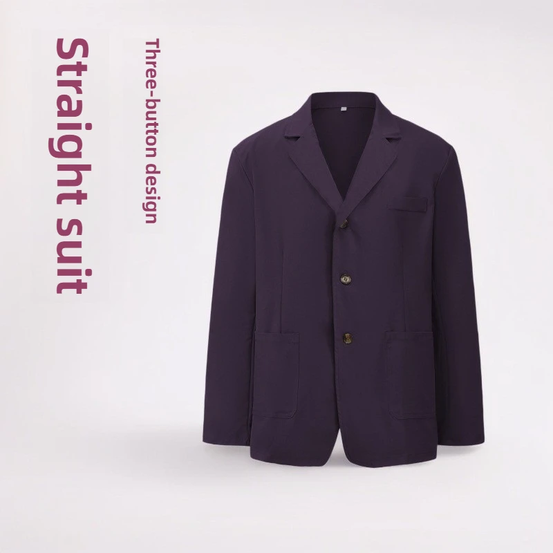 

Pure Color Mens Blazer Thickened Casual Coat Loose Fit Cross Border Fashion