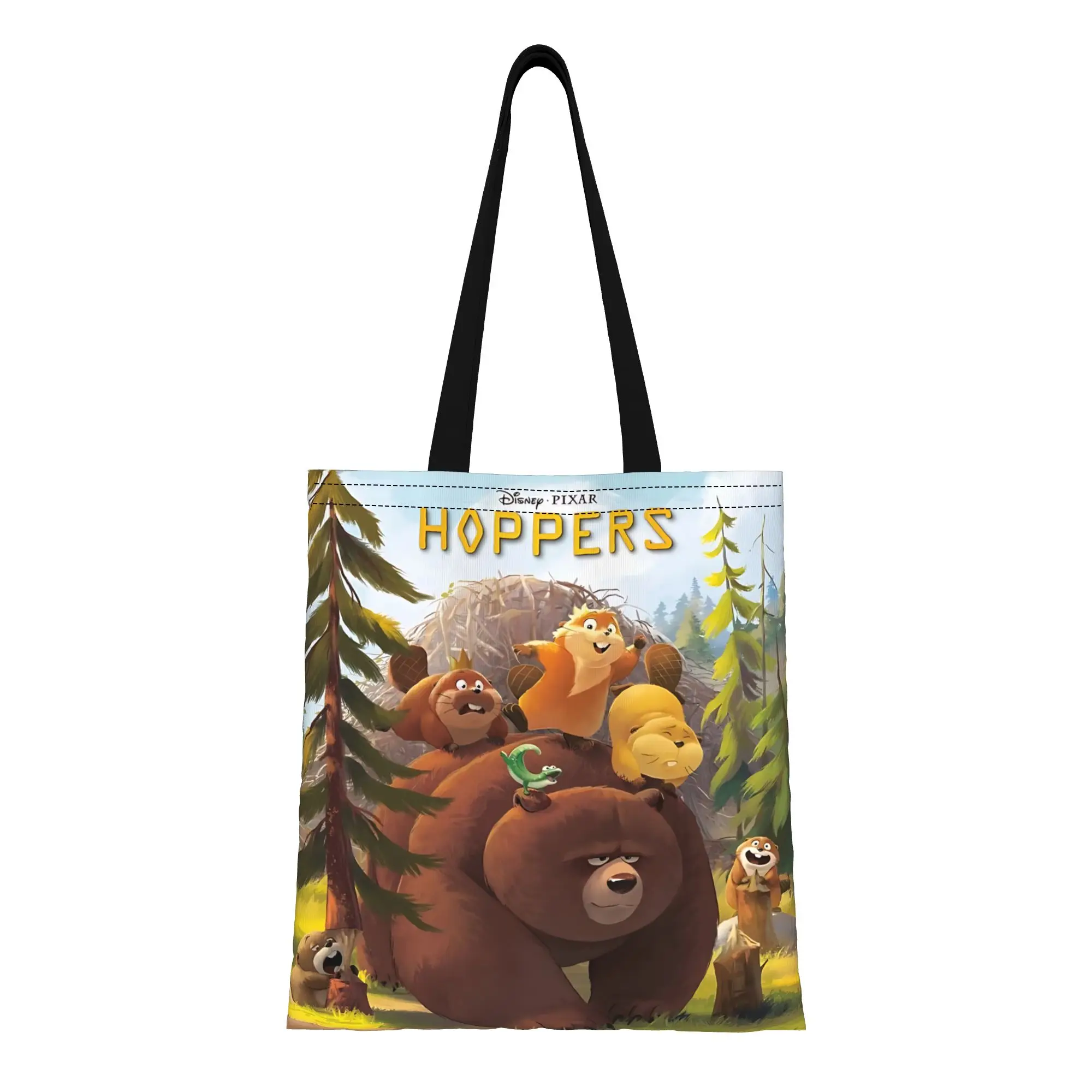 

1PC Disney Hoppers Reusable Double Sided Canvas Tote Bag Shoulder Cute Cartoon Castor and friends Handbag