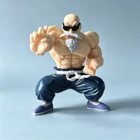 9cm/3.54in Anime Dragon Ball Z Muscle Master Roshi Figure Fighting Pose PVC Desktop Display Ornament Collectible Model Toy Gift